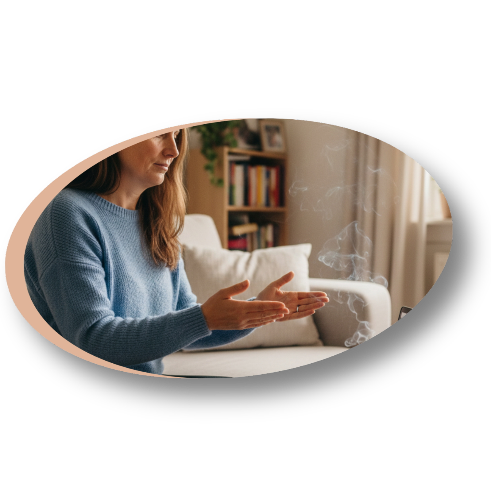 Praticienne Solune Harmonie réalisant un soin énergétique à distance pour accompagner un deuil.