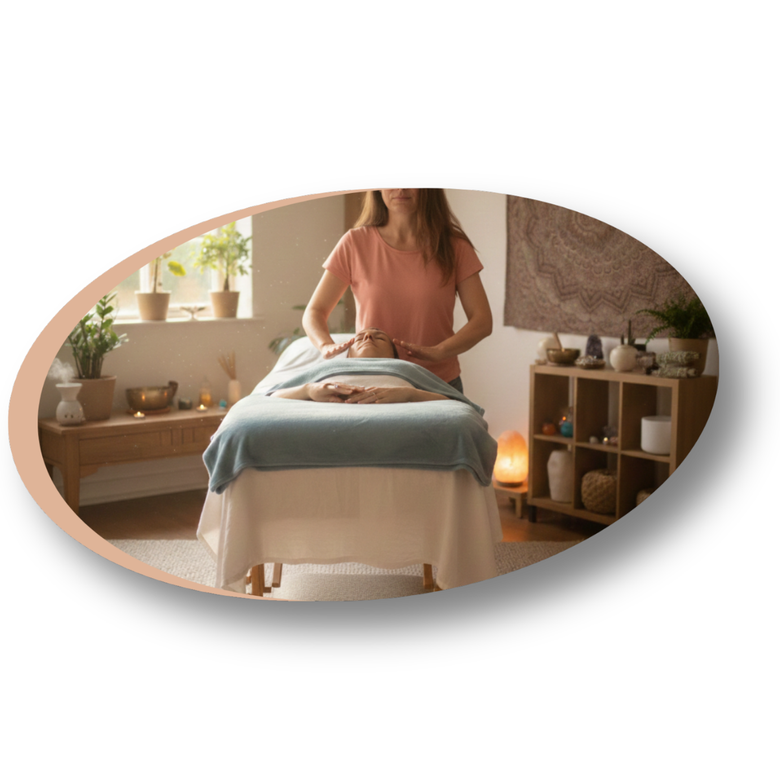 Chantal Deloy pratiquant un soin énergétique corps esprit avec bienveillance.