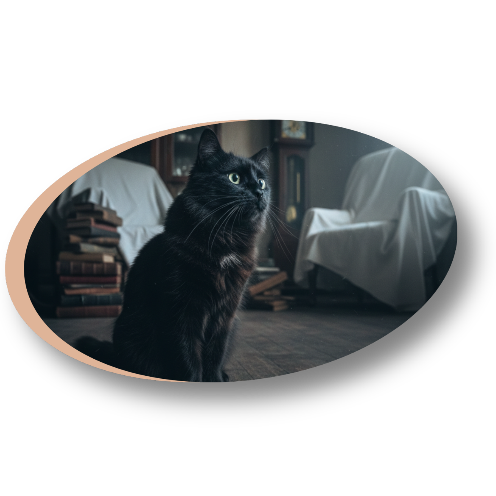 Chat détectant une présence invisible dans une maison.