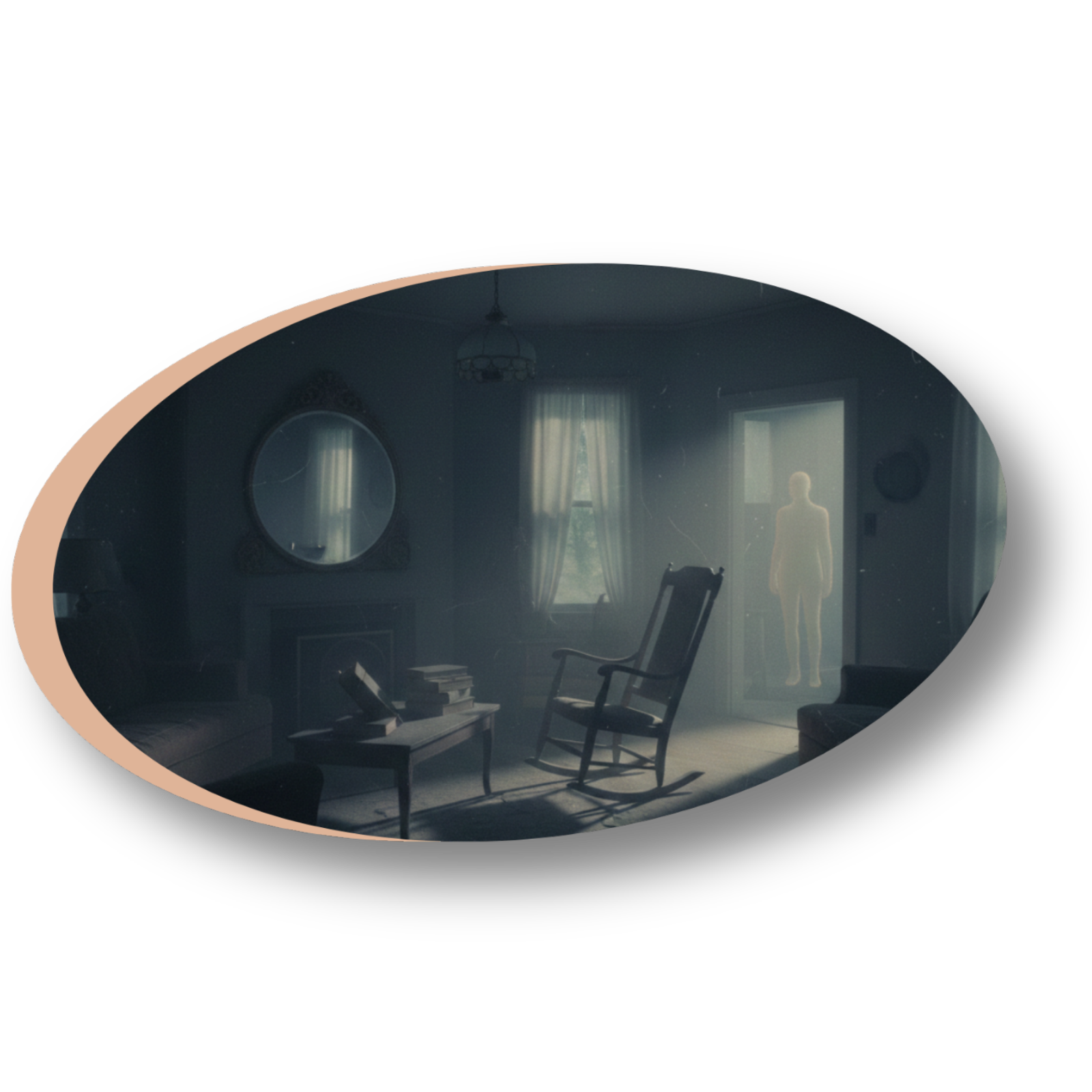 Illustration d'une présence invisible ou entité dans une maison.